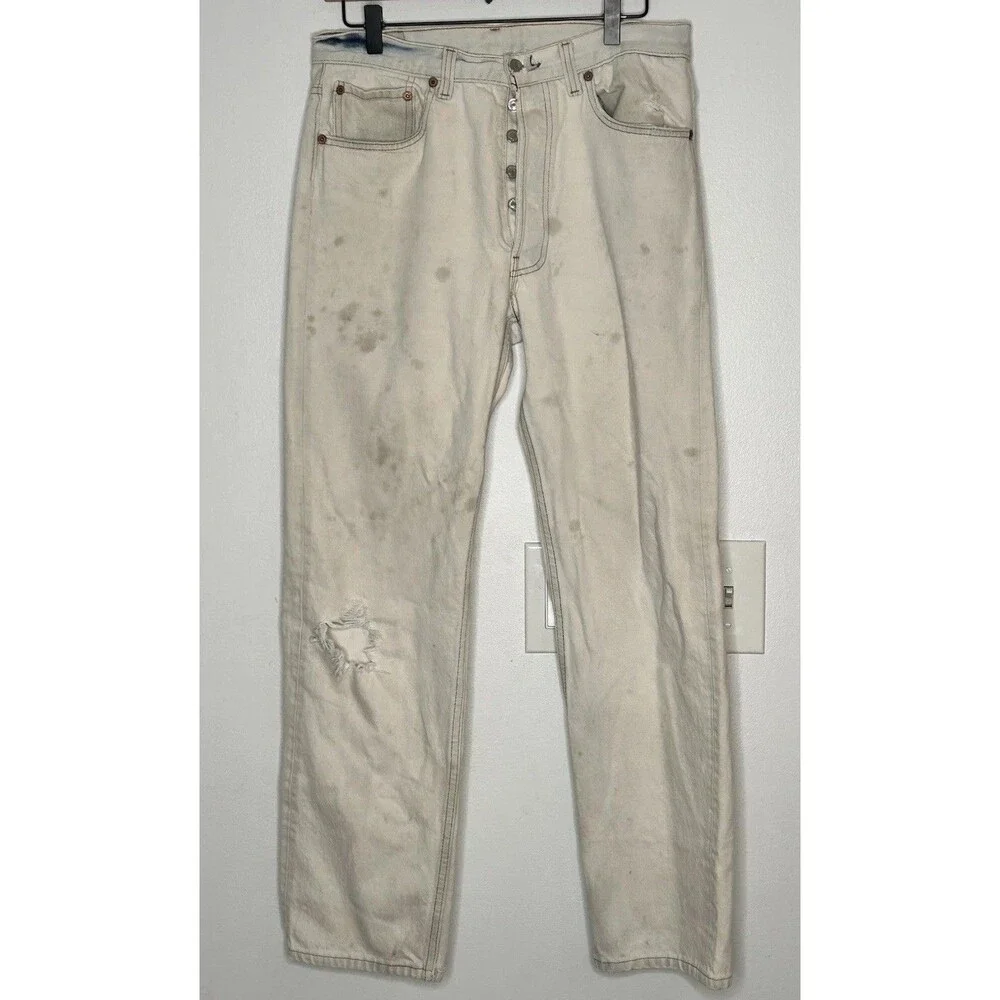 Vintage Levis 501 XX Jeans Mens 34x33 Made USA Button Fly Pant Thrashed Grunge